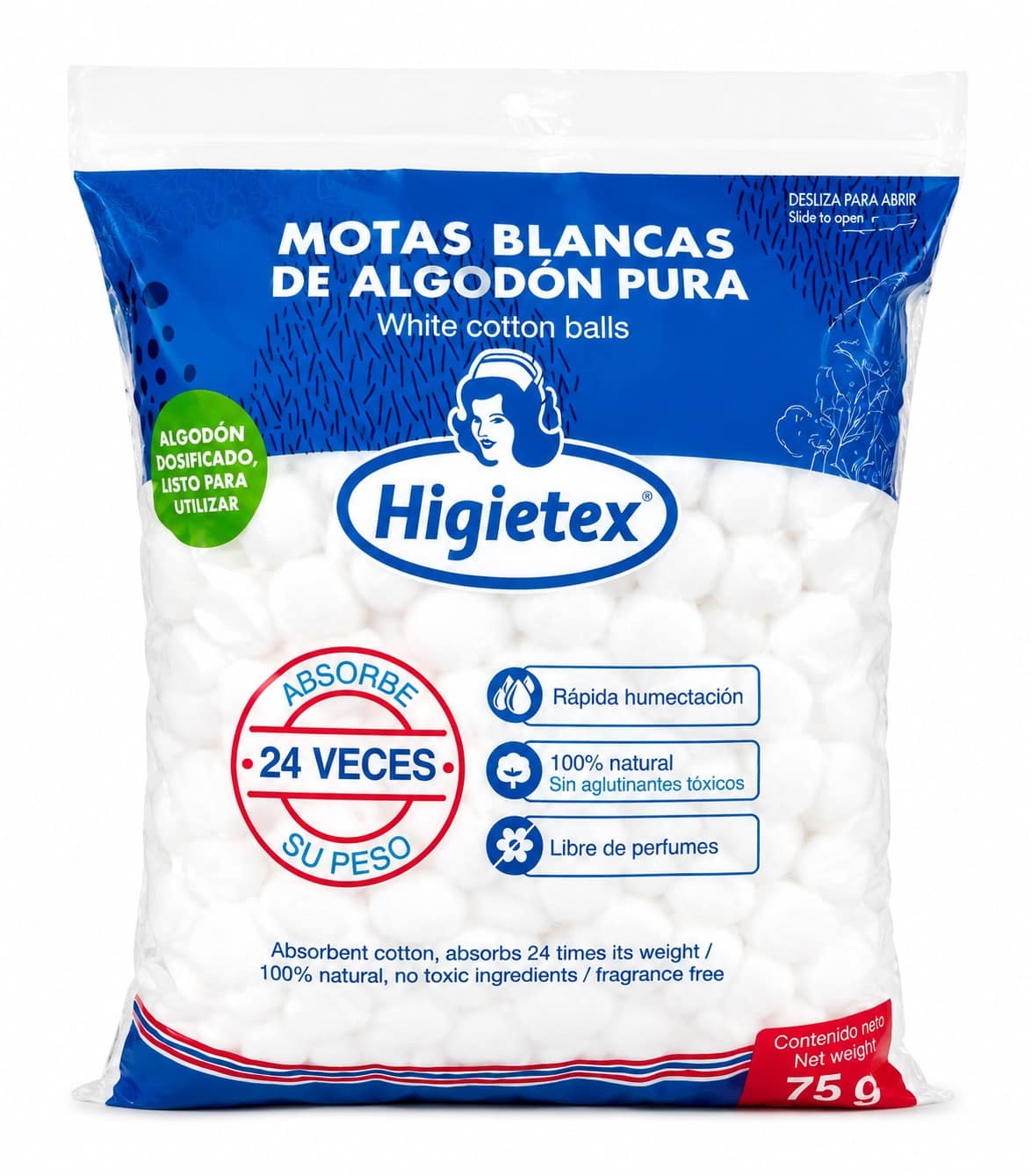 ALGODON EN POMOS X 500 MG HIGIETEX